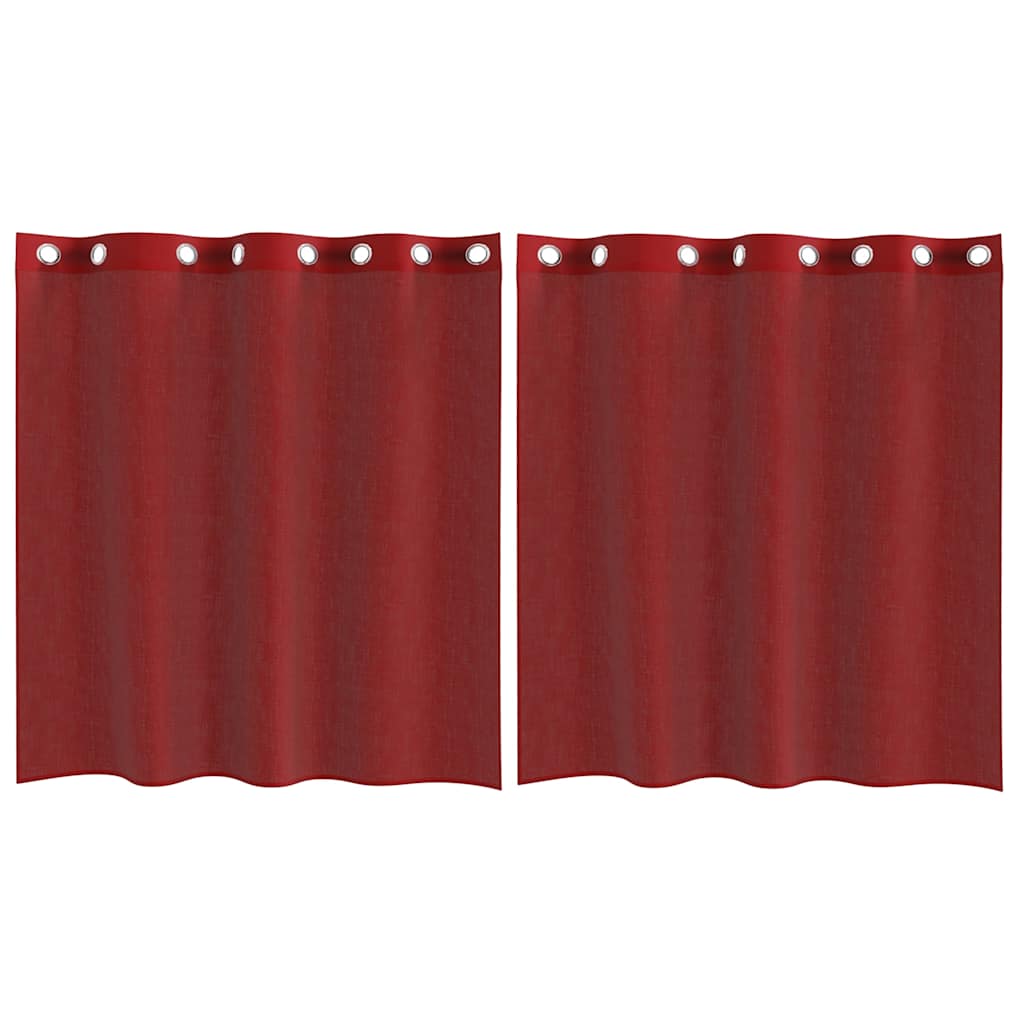 Tende in Voile con Occhielli 2 pz Rosso Vino