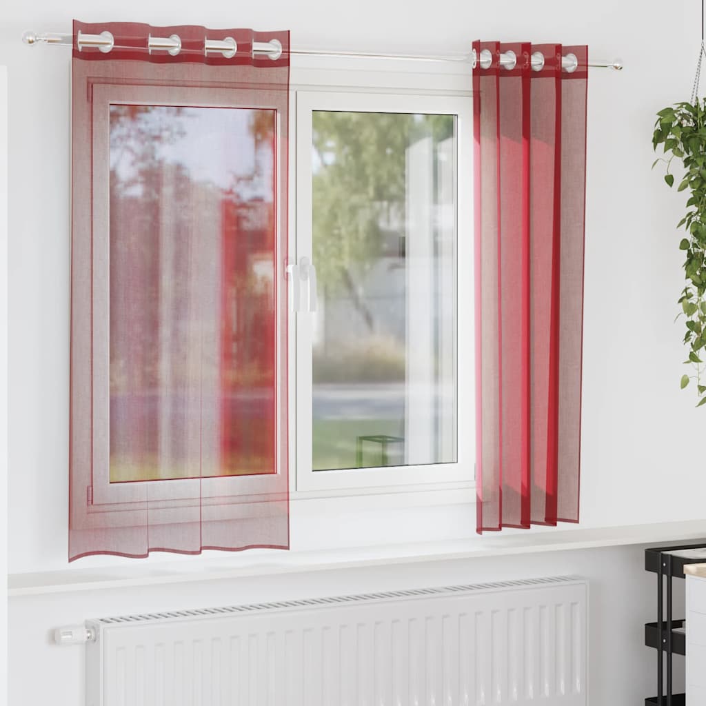 Tende in Voile con Occhielli 2 pz Rosso Vino | homemem39