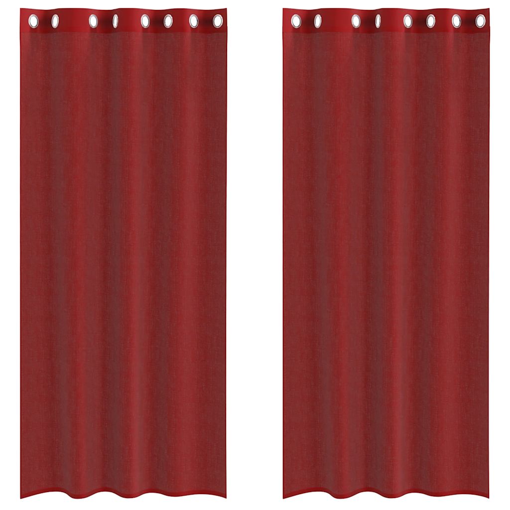 Tende in Voile con Occhielli 2 pz Rosso Vino | homemem39