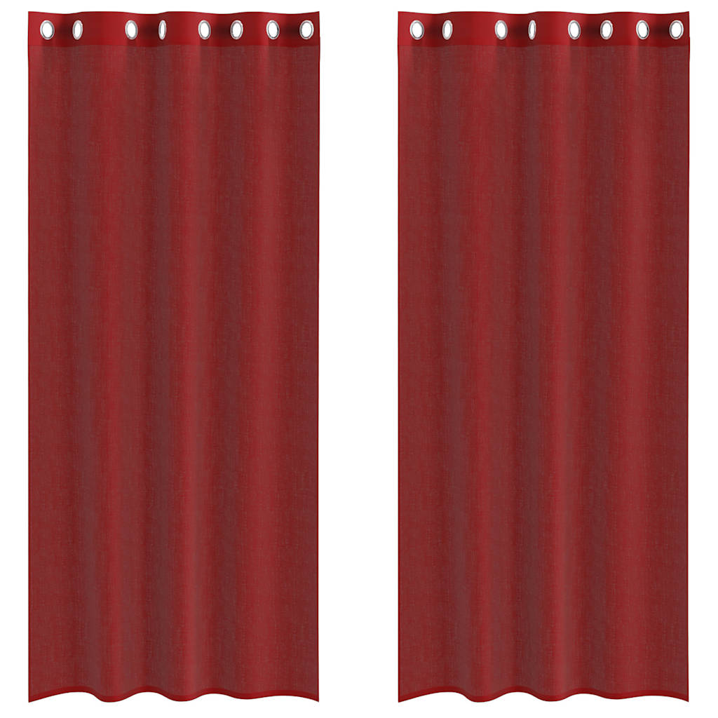 Tende in Voile con Occhielli 2 pz Rosso Vino | homemem39