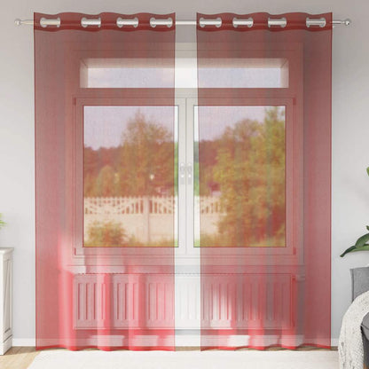 Tende in Voile con Occhielli 2 pz Rosso Vino | homemem39