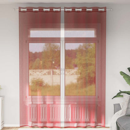 Tende in Voile con Occhielli 2 pz Rosso Vino | homemem39