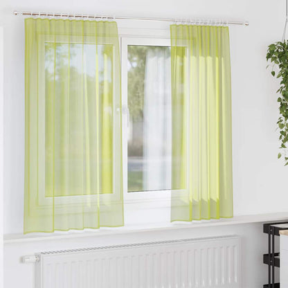 Tende in Voile con Tasche per Aste 2 pz Verde Mela | homemem39