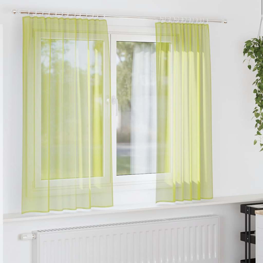 Tende in Voile con Tasche per Aste 2 pz Verde Mela | homemem39