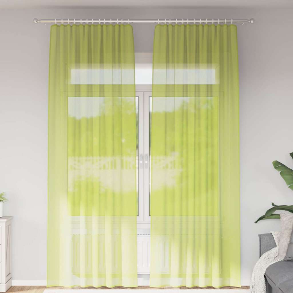 Tende in Voile con Tasche per Aste 2 pz Verde Mela | homemem39