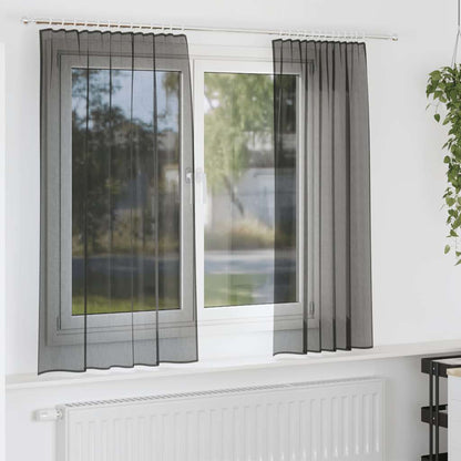 Tende in Voile con Tasche per Aste 2 pz Nero | homemem39
