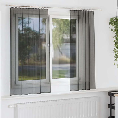 Tende in Voile con Tasche per Aste 2 pz Nero | homemem39