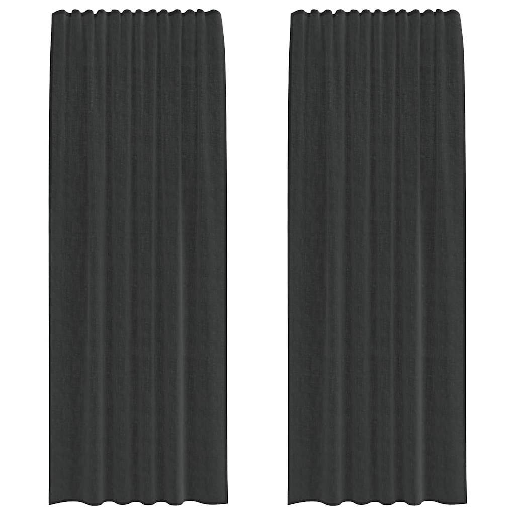Tende in Voile con Tasche per Aste 2 pz Nero | homemem39