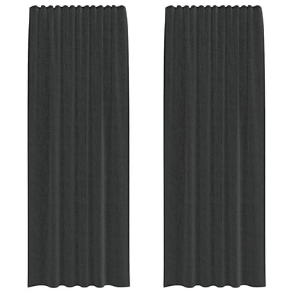 Tende in Voile con Tasche per Aste 2 pz Nero | homemem39