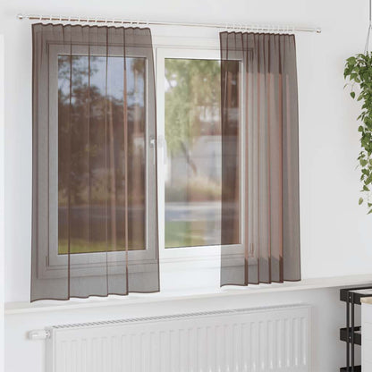 Tende in Voile con Tasche per Aste 2 pz Marrone | homemem39