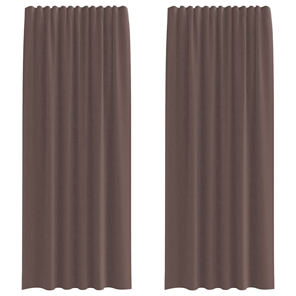 Tende in Voile con Tasche per Aste 2 pz Marrone | homemem39