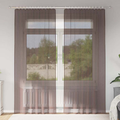 Tende in Voile con Tasche per Aste 2 pz Marrone | homemem39