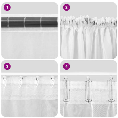 Tende in Voile con Tasche per Aste 2 pz Crema