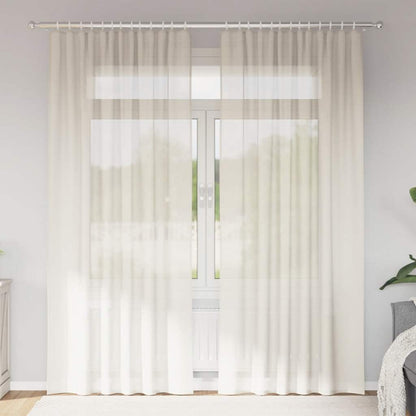 Tende in Voile con Tasche per Aste 2 pz Crema | homemem39