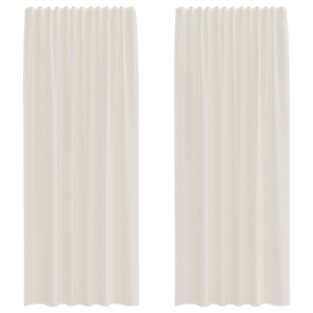 Tende in Voile con Tasche per Aste 2 pz Crema | homemem39