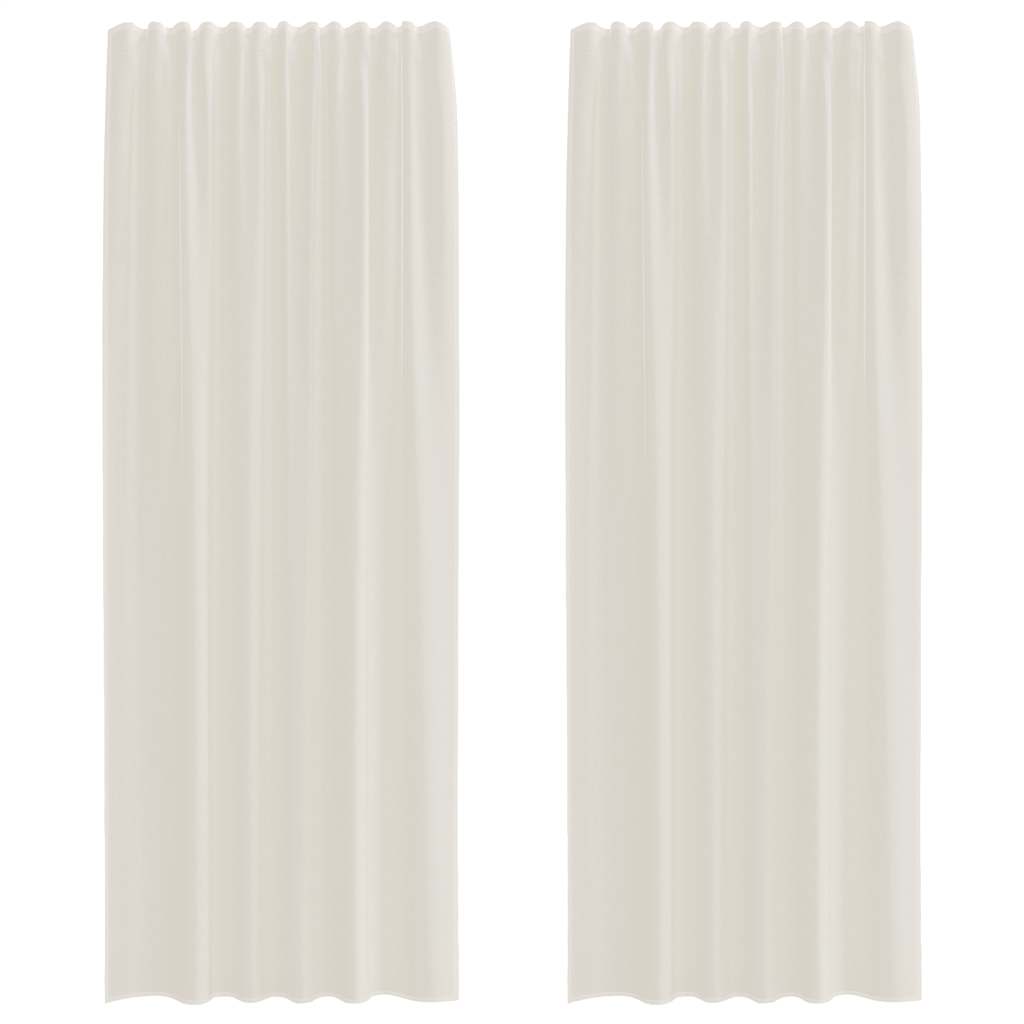 Tende in Voile con Tasche per Aste 2 pz Crema | homemem39