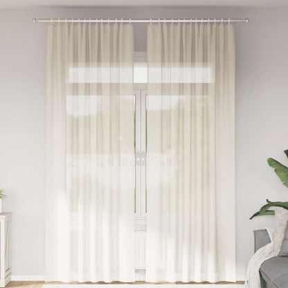 Tende in Voile con Tasche per Aste 2 pz Crema | homemem39