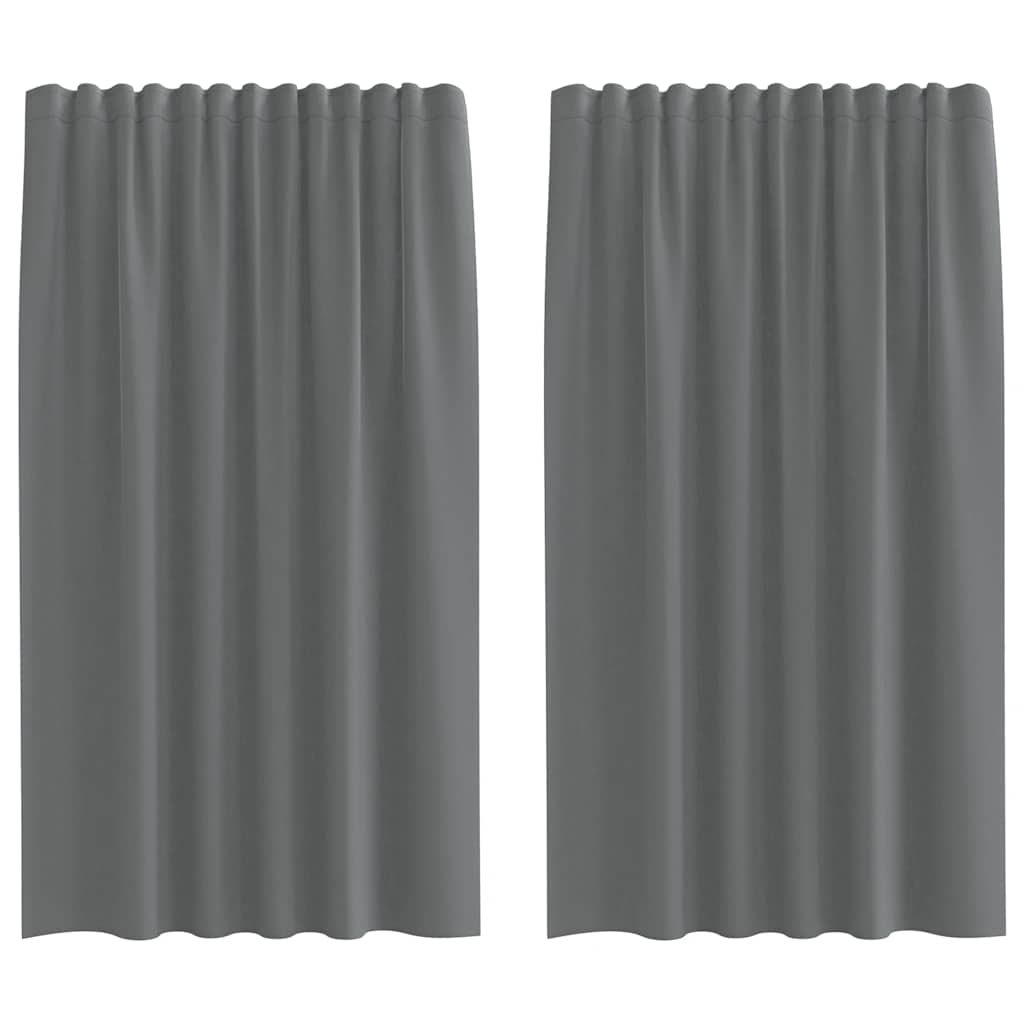 Tende in Voile con Tasche per Aste 2 pz Grigio Scuro