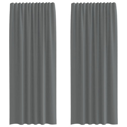 Tende in Voile con Tasche per Aste 2 pz Grigio Scuro