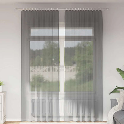Tende in Voile con Tasche per Aste 2 pz Grigio Scuro | homemem39