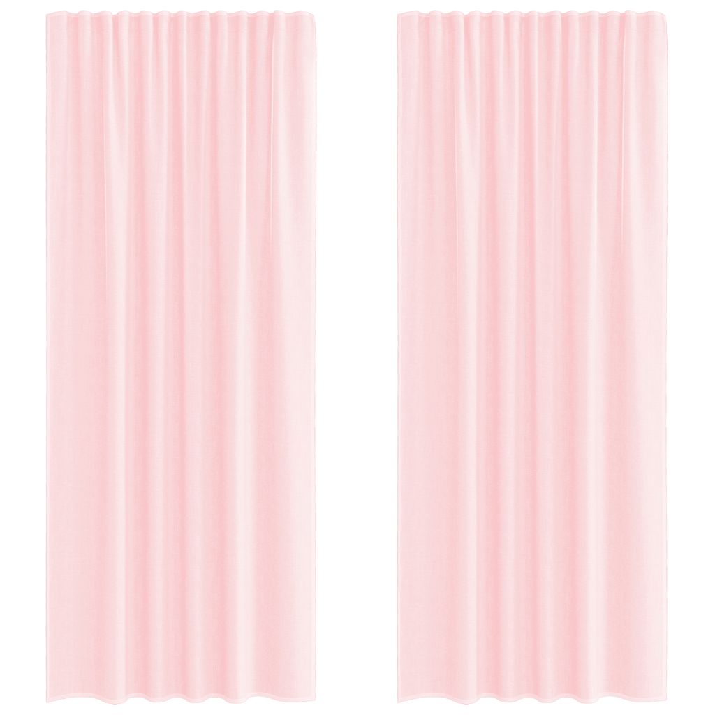 Tende in Voile con Tasche per Aste 2 pz Rosa Chiaro | homemem39