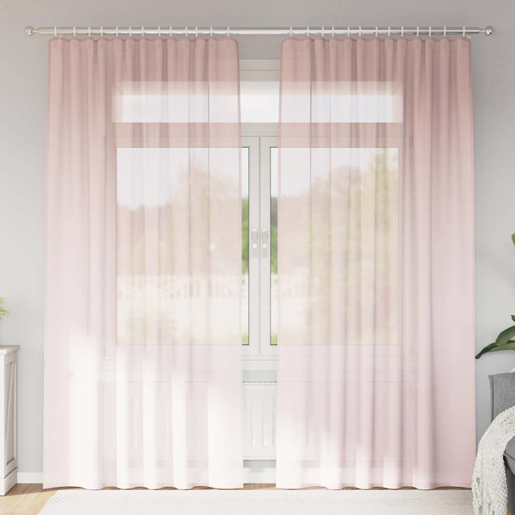 Tende in Voile con Tasche per Aste 2 pz Rosa Chiaro | homemem39