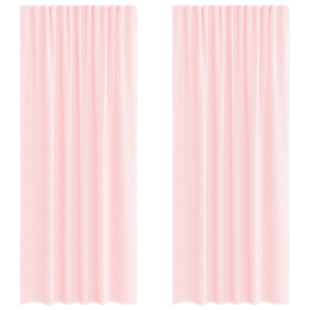 Tende in Voile con Tasche per Aste 2 pz Rosa Chiaro | homemem39