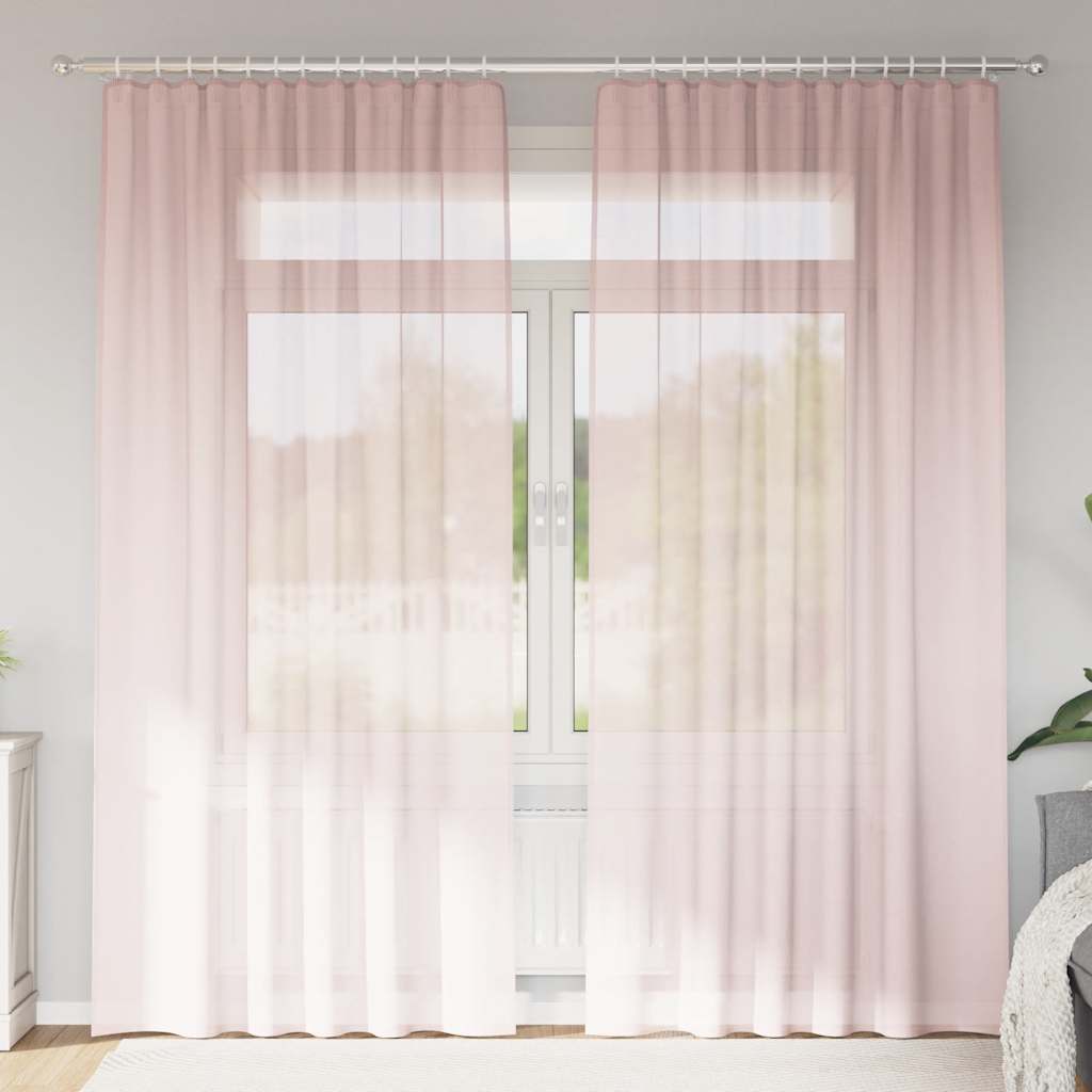 Tende in Voile con Tasche per Aste 2 pz Rosa Chiaro | homemem39