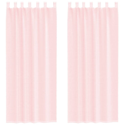 Tende in Voile con Tasche per Aste 2 pz Rosa Chiaro | homemem39