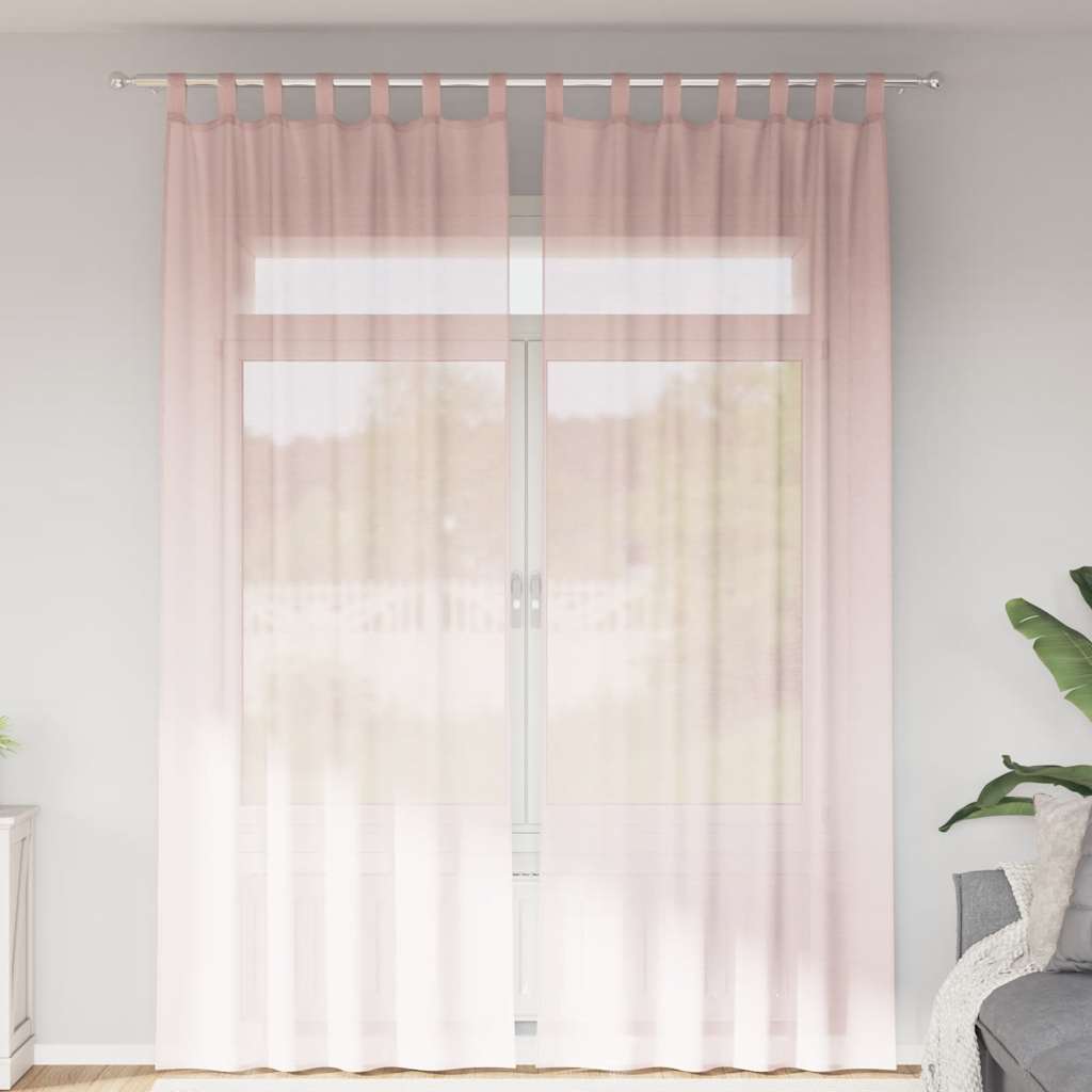 Tende in Voile con Tasche per Aste 2 pz Rosa Chiaro | homemem39