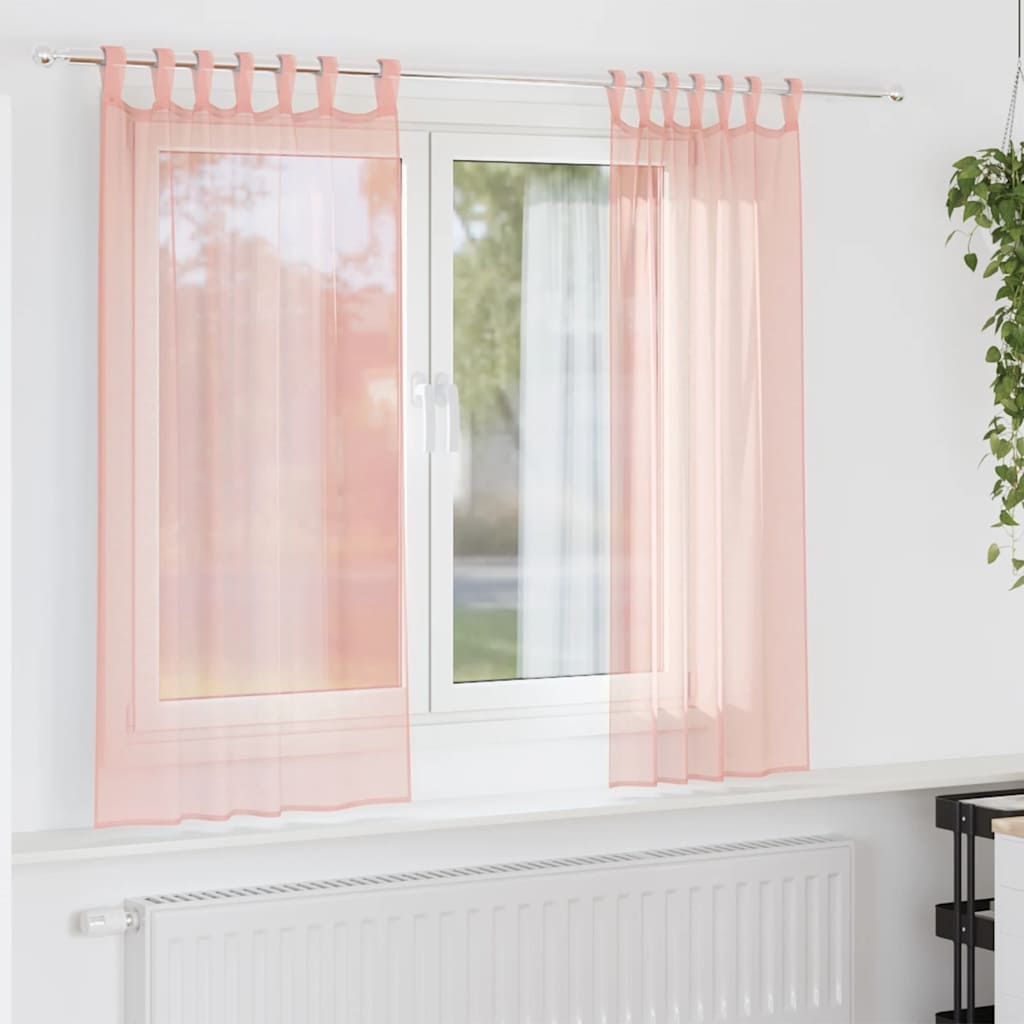 Tende in Voile con Tasche per Aste 2 pz Rosa | homemem39