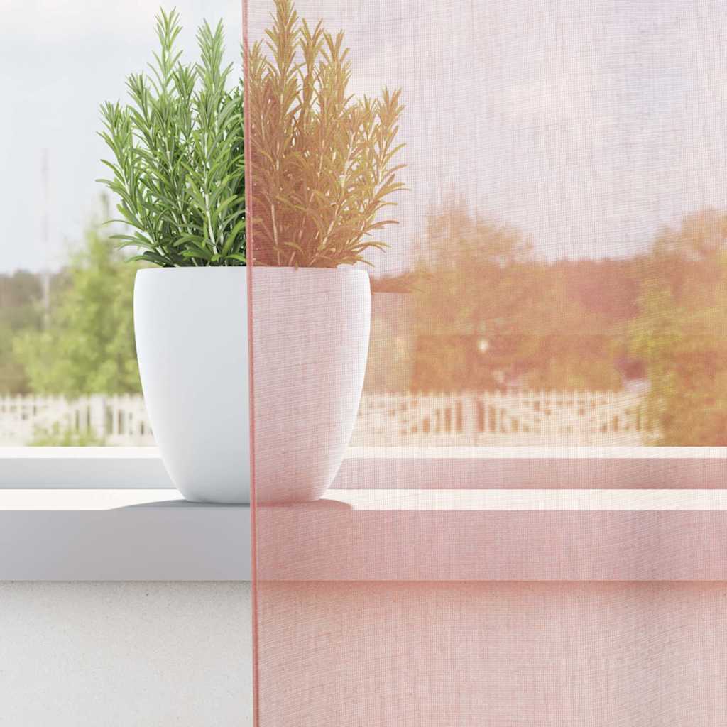 Tende in Voile con Tasche per Aste 2 pz Rosa | homemem39