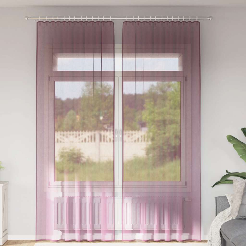 Tende in Voile con Tasche per Aste 2 pz Viola | homemem39