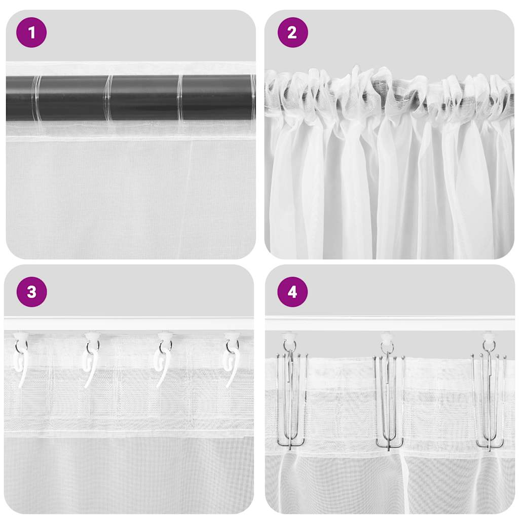 Tende in Voile con Tasche per Aste 2 pz Grigio Chiaro