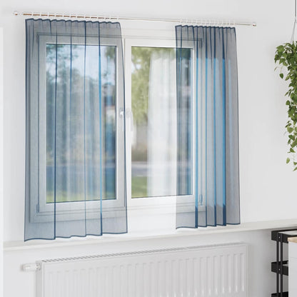 Tende in Voile con Tasche per Aste 2 pz Blu Reale | homemem39