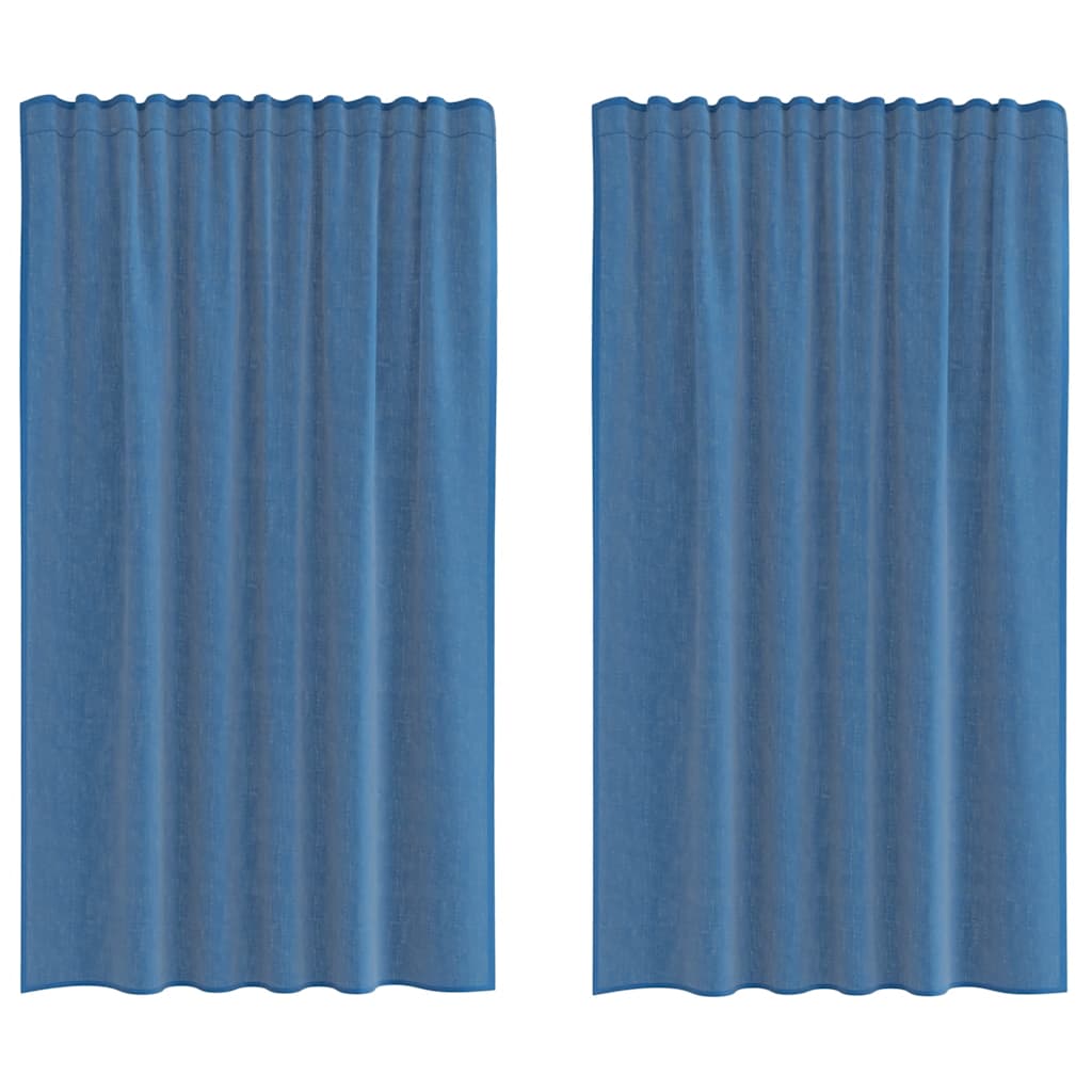 Tende in Voile con Tasche per Aste 2 pz Blu Reale | homemem39