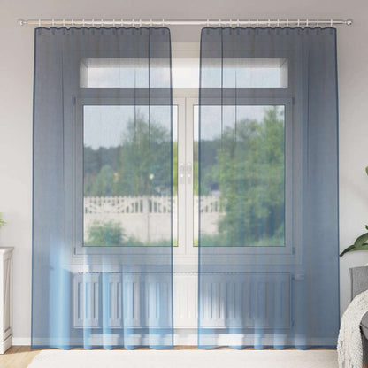 Tende in Voile con Tasche per Aste 2 pz Blu Reale | homemem39