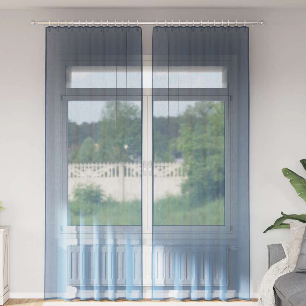 Tende in Voile con Tasche per Aste 2 pz Blu Reale | homemem39