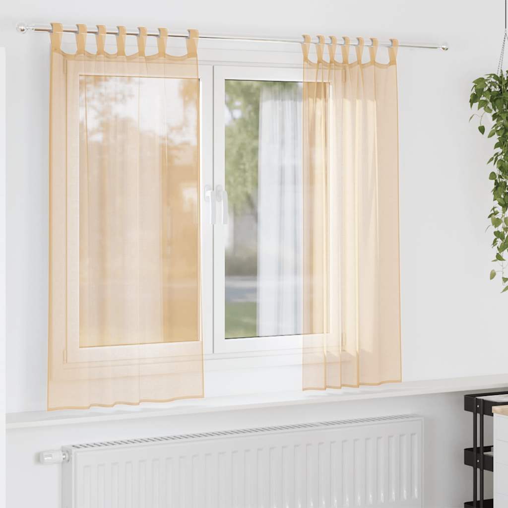 Tende in Voile con Tasche per Aste 2 pz Sabbia | homemem39