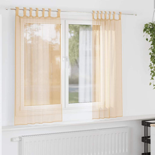 Tende in Voile con Tasche per Aste 2 pz Sabbia | homemem39