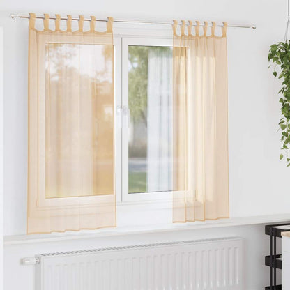 Tende in Voile con Tasche per Aste 2 pz Sabbia | homemem39