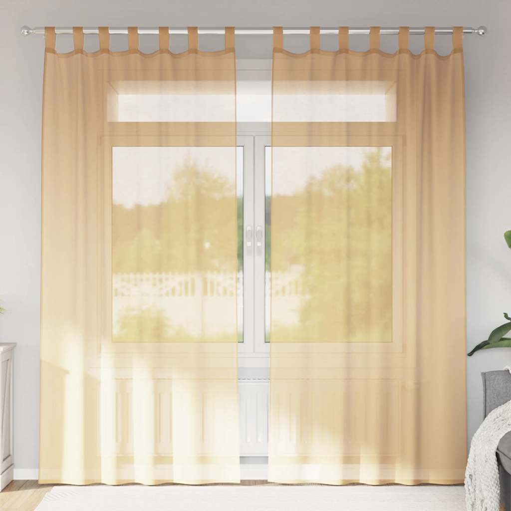 Tende in Voile con Tasche per Aste 2 pz Sabbia | homemem39