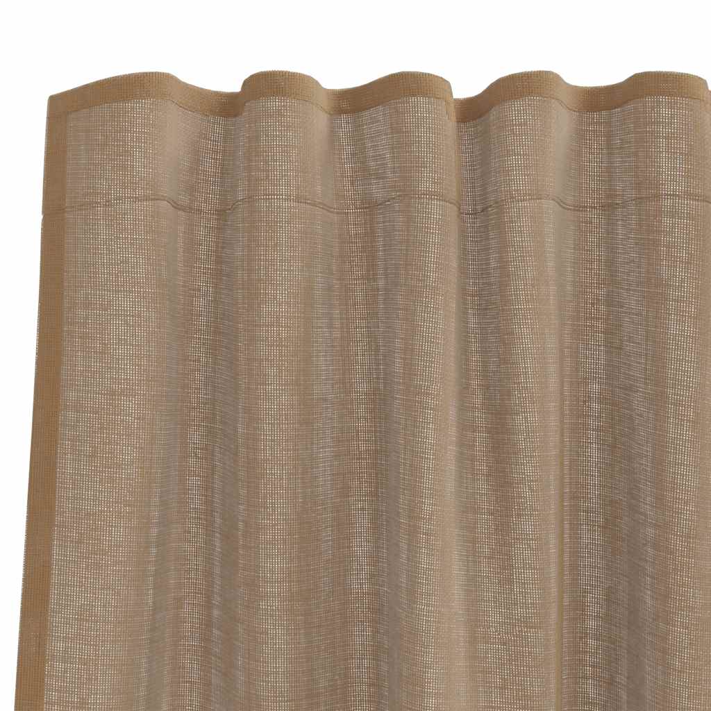 Tende in Voile con Tasche per Aste 2 pz Marrone Chiaro | homemem39