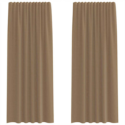 Tende in Voile con Tasche per Aste 2 pz Marrone Chiaro | homemem39