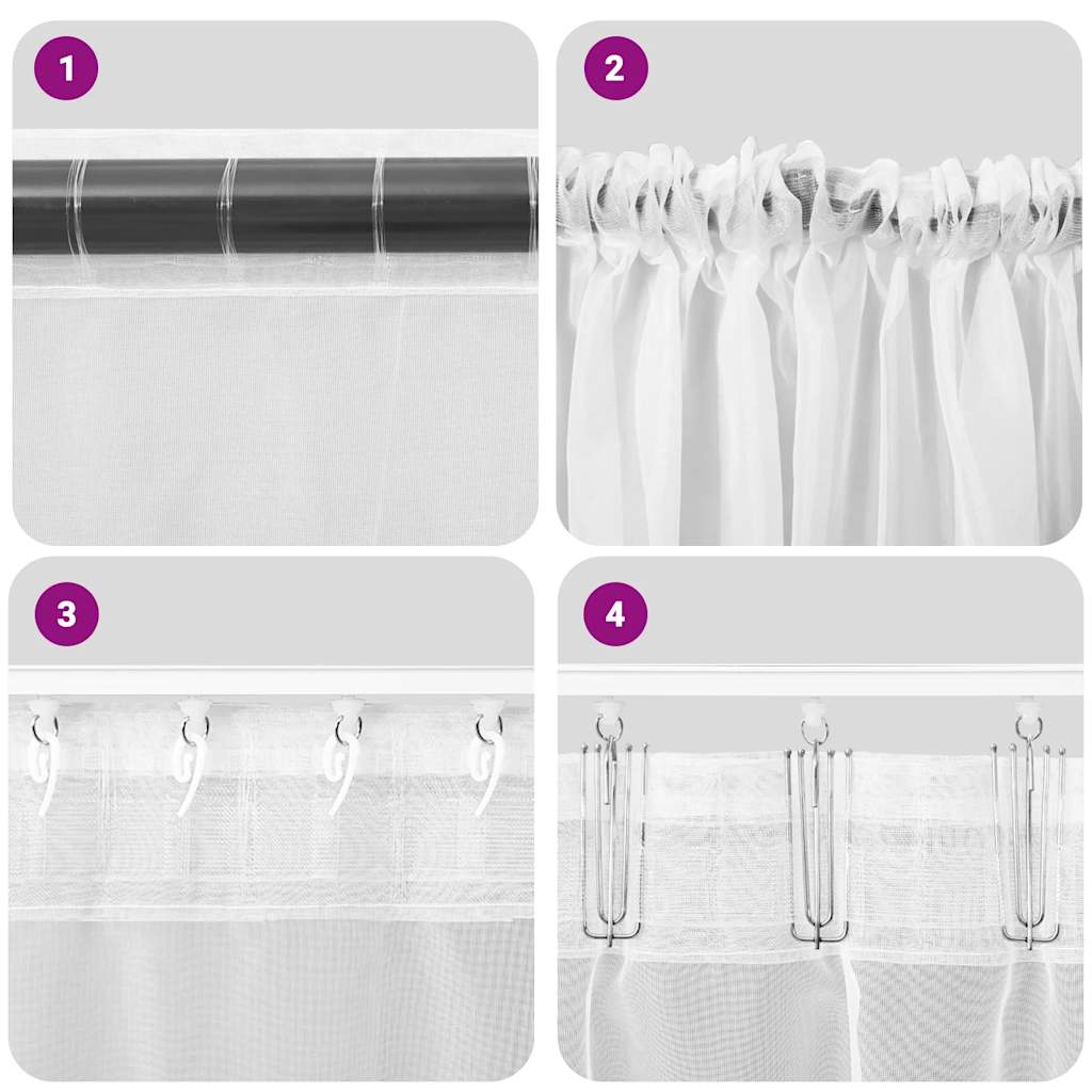Tende in Voile con Tasche per Aste 2 pz Marrone Chiaro | homemem39