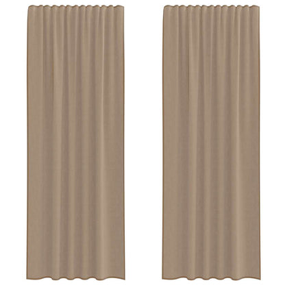 Tende in Voile con Tasche per Aste 2 pz Marrone Chiaro