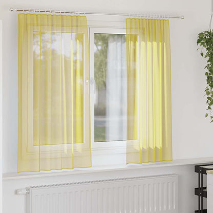 Tende in Voile con Tasche per Aste 2 pz Giallo | homemem39