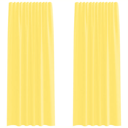 Tende in Voile con Tasche per Aste 2 pz Giallo