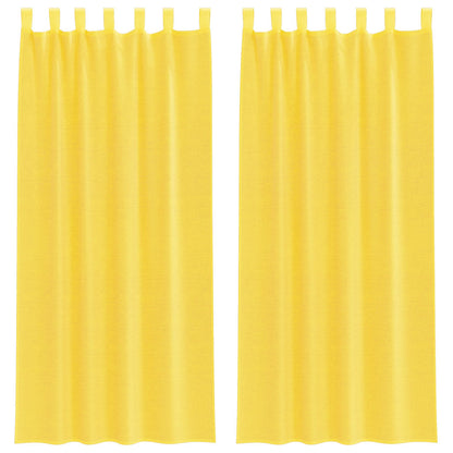 Tende in Voile con Tasche per Aste 2 pz Giallo