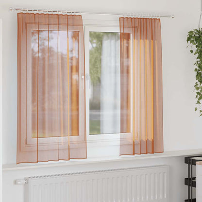 Tende in Voile con Tasche per Aste 2 pz Terracotta | homemem39